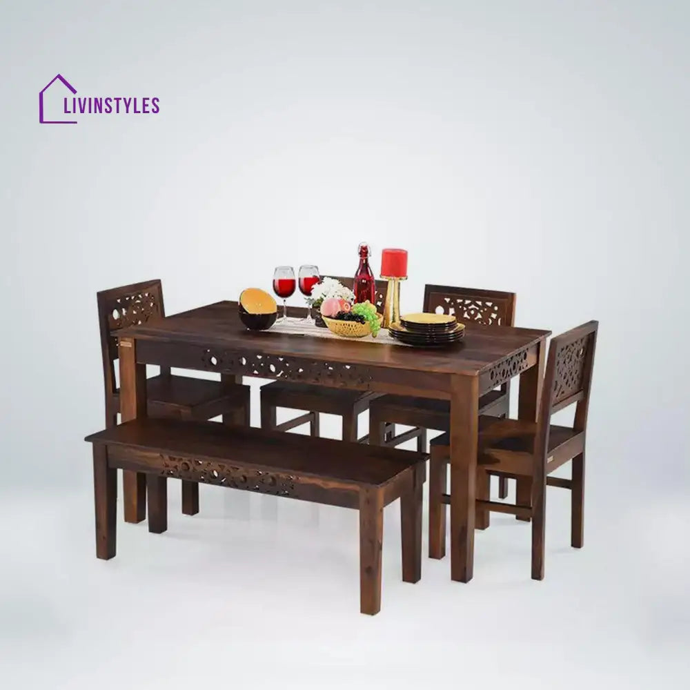 Oro Wooden 6 Seater Dining Table Sets with Bench Kitchen & Dining Furniture Sets