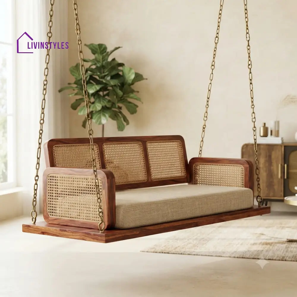 Christine 2 Seater Wooden Swing for Home | Wooden Jhula for home