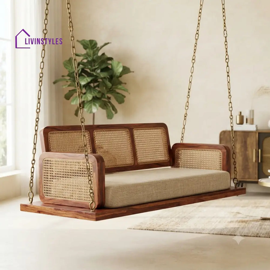 Christine 2 Seater Wooden Swing for Home | Wooden Jhula for home