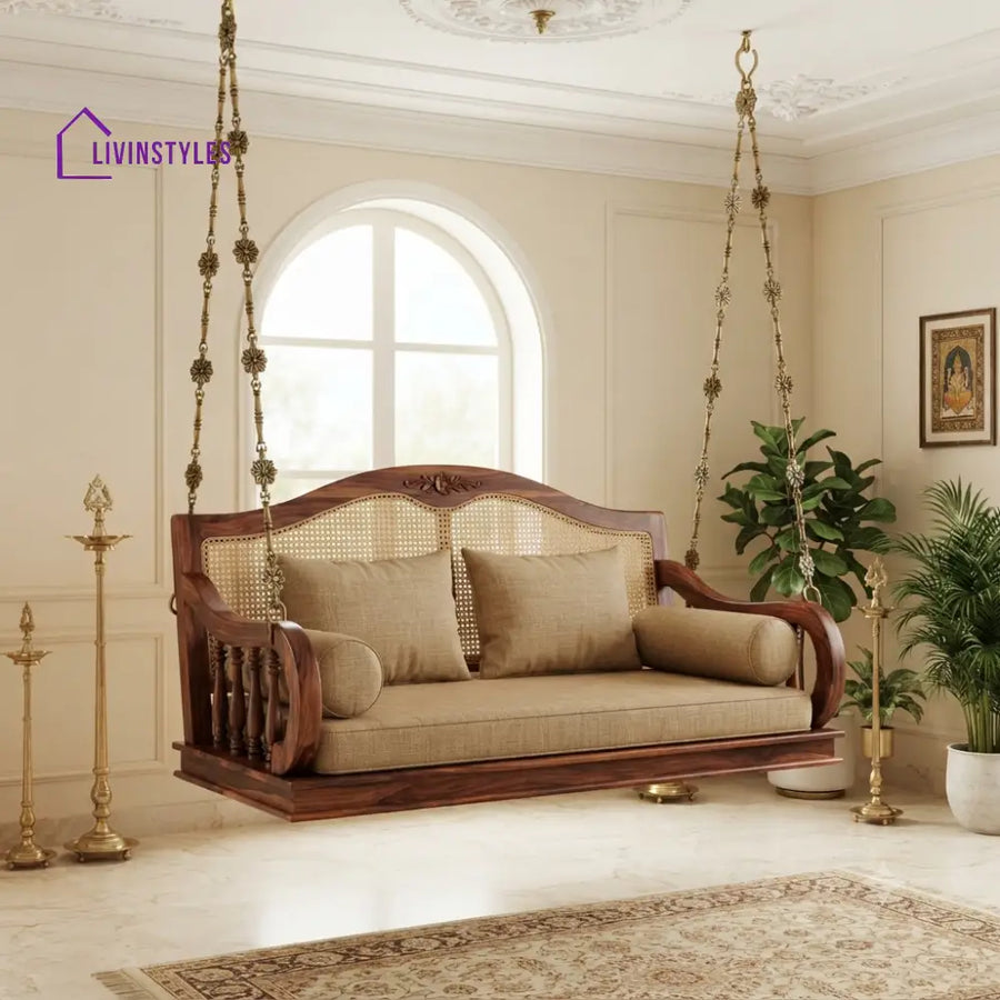 Christophe 2 Seater Wooden Swing for Home | Wooden Jhula for home
