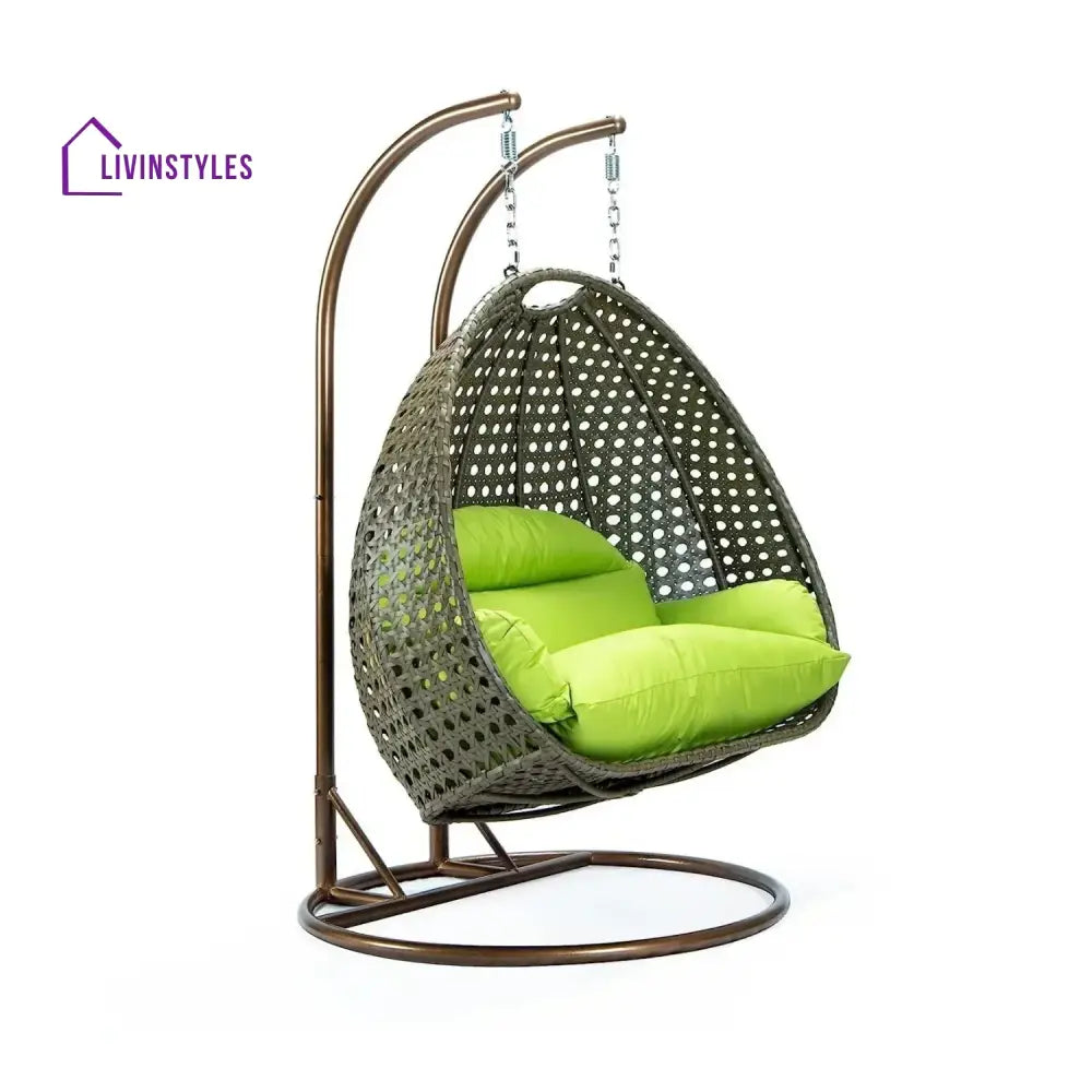 Chunhua Double Seater Hanging Swing Chair (Dark Brown/Green) Swing