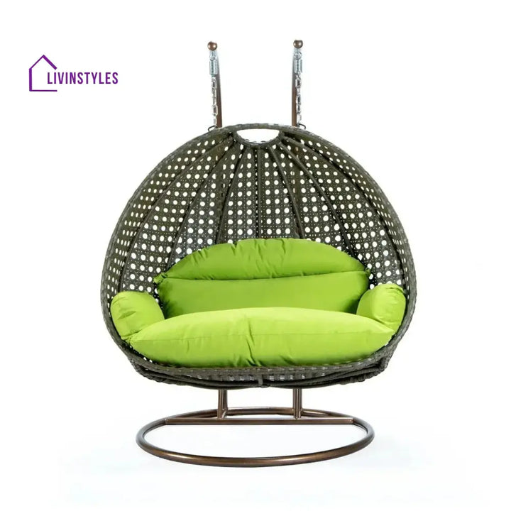 Chunhua Double Seater Hanging Swing Chair (Dark Brown/Green) Swing