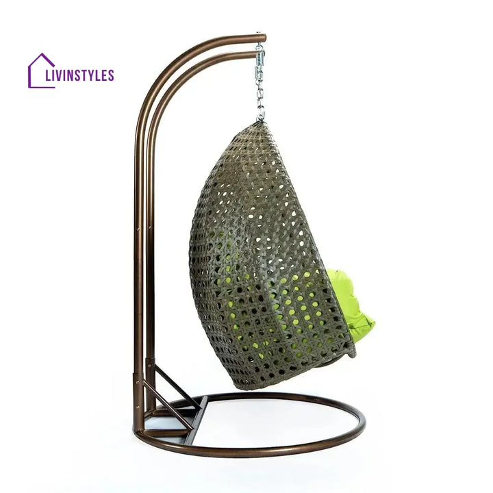 Chunhua Double Seater Hanging Swing Chair (Dark Brown/Green) Swing