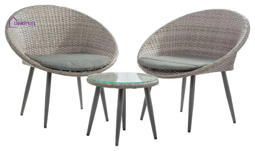Cindy Outdoor Patio Seating Set 2 Chairs and 1 Table Set (Grey) - Coffee Table Sets