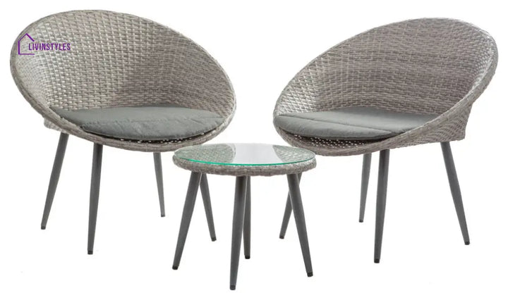 Cindy Outdoor Patio Seating Set 2 Chairs and 1 Table Set (Grey) - Coffee Table Sets
