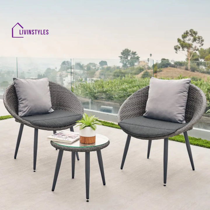 Cindy Outdoor Patio Seating Set 2 Chairs and 1 Table Set (Grey) - Coffee Table Sets