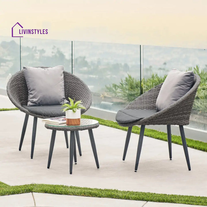Cindy Outdoor Patio Seating Set 2 Chairs and 1 Table Set (Grey) - Coffee Table Sets