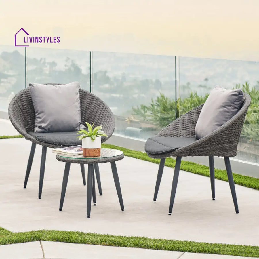 Cindy Outdoor Patio Seating Set 2 Chairs and 1 Table Set (Grey) - Coffee Table Sets