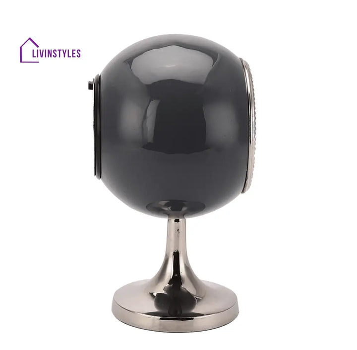 Circular Globe Clock With Dimgray And Silver Finish