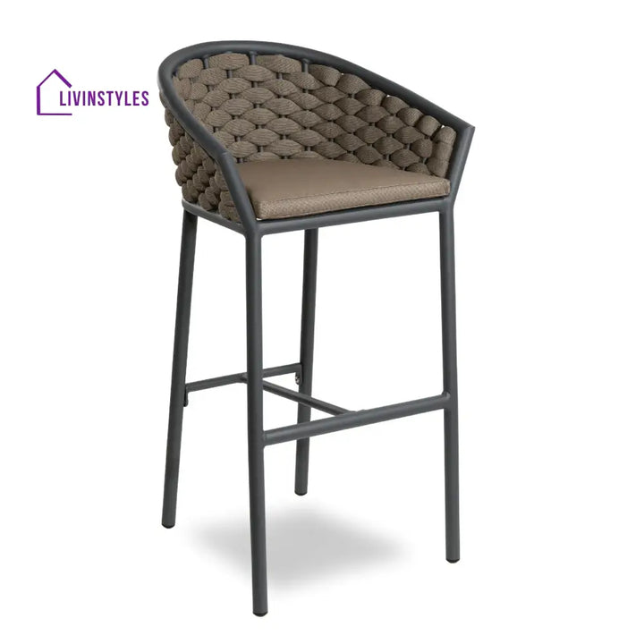Cirillo Outdoor Patio Bar Chair 1 Chair For Balcony Braided & Rope - Brown - Bar Sets