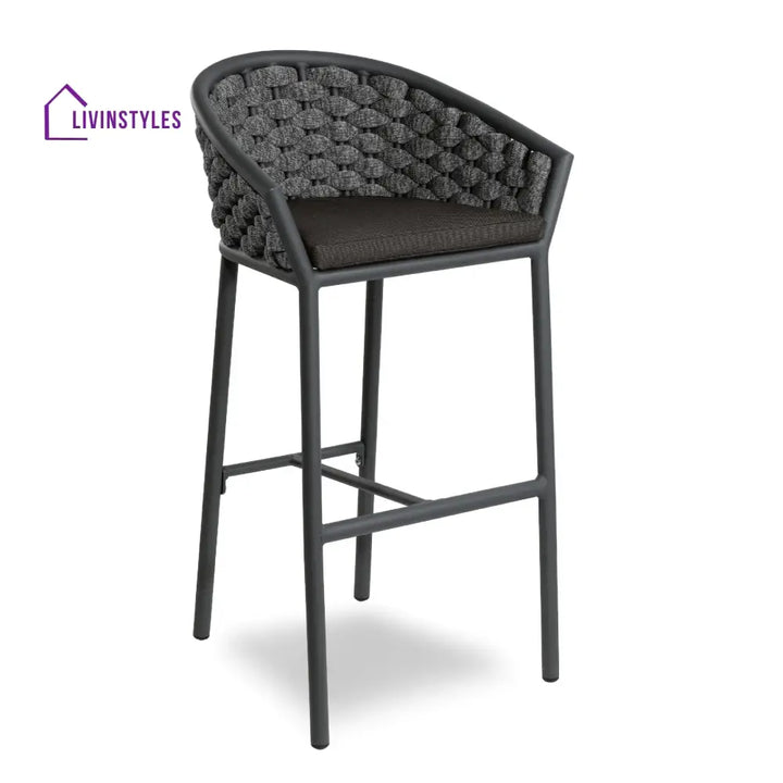 Cirillo Outdoor Patio Bar Chair 1 Chair For Balcony Braided & Rope - Grey - Bar Sets