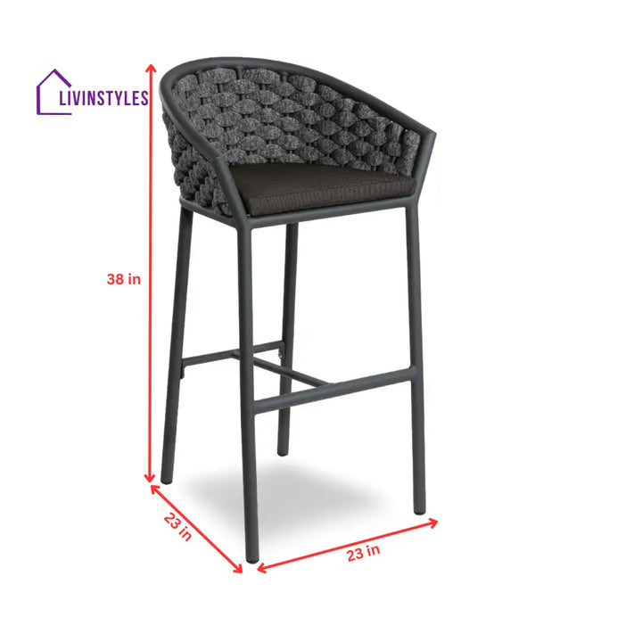 Cirillo Outdoor Patio Bar Chair 1 Chair For Balcony Braided & Rope - Bar Sets