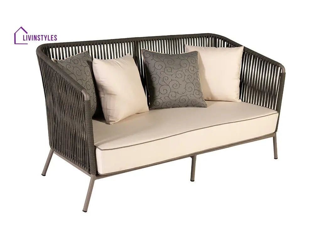 Ciro Outdoor Sofa Set 2 Seater 2 Single seater and 1 Center Table (Dark Grey + Beige) Braided & Rope - Sofa Sets