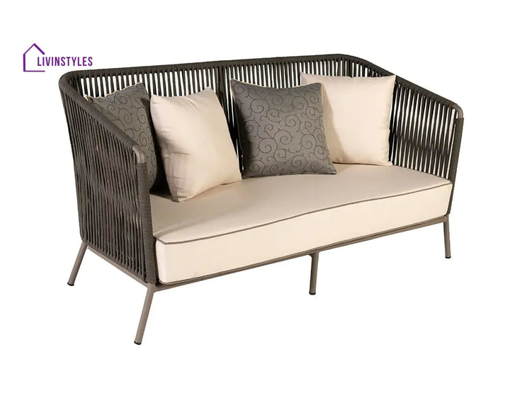 Ciro Outdoor Sofa Set 2 Seater 2 Single seater and 1 Center Table (Dark Grey + Beige) Braided & Rope - Sofa Sets