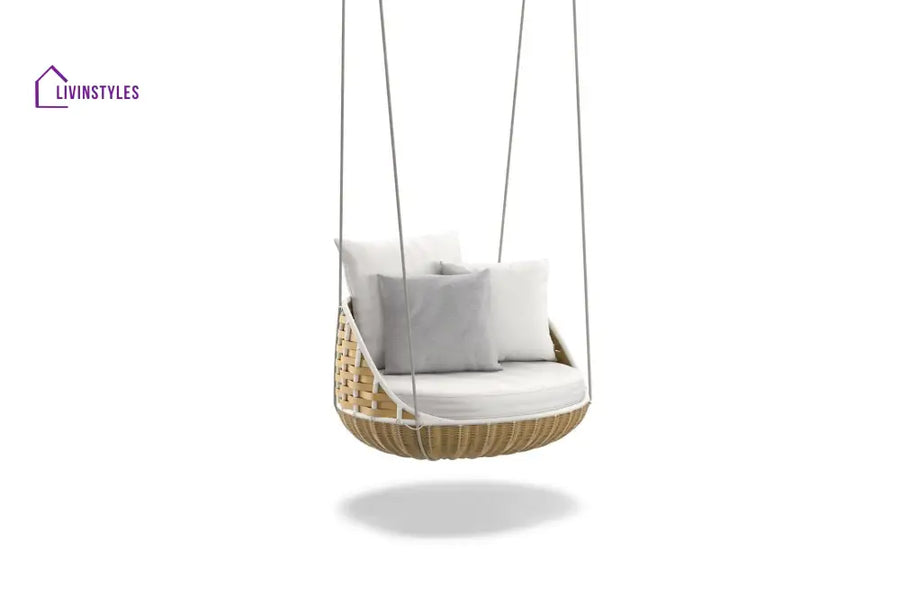 Ciro Single Seater Hanging Swing Without Stand For Balcony Garden Swing - Honey - Swings