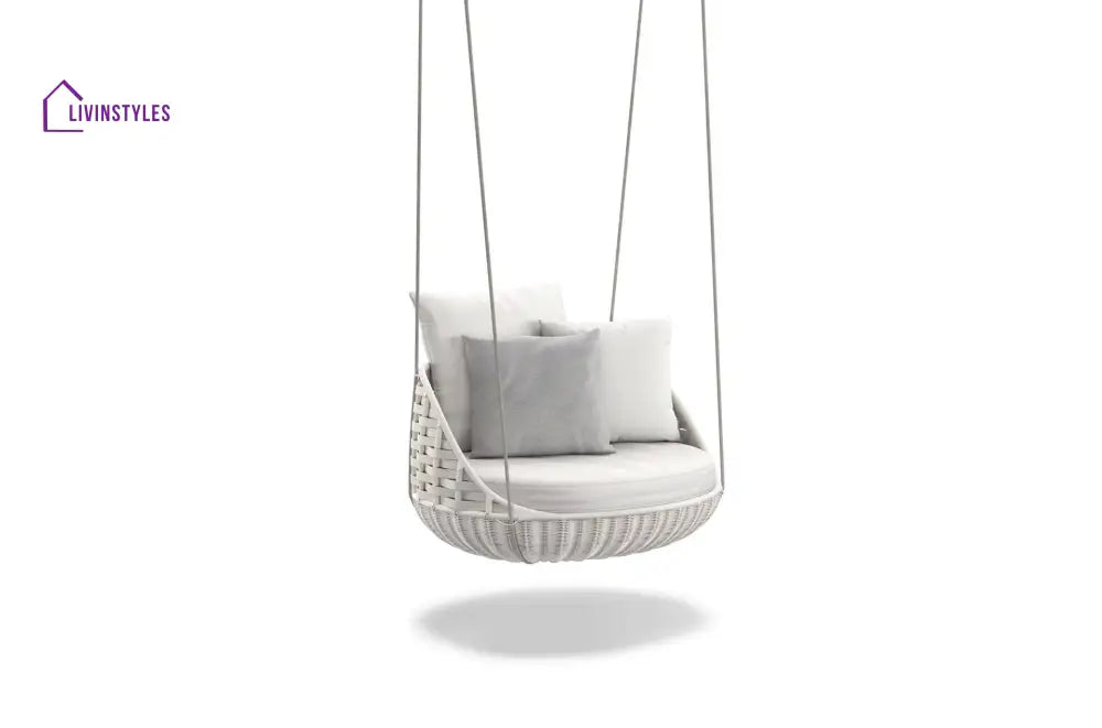 Ciro Single Seater Hanging Swing Without Stand For Balcony Garden Swing - White - Swings