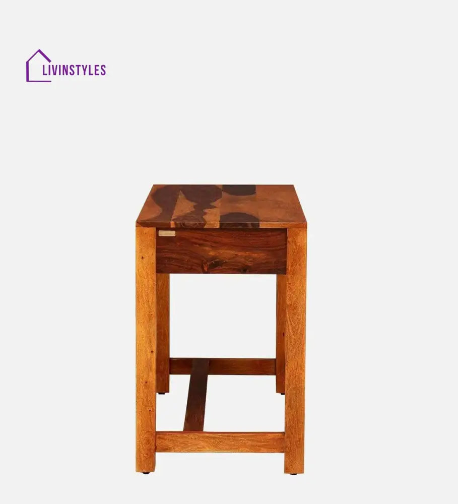 Claire Sheesham Wood Writing Table In Rustic Teak Finish