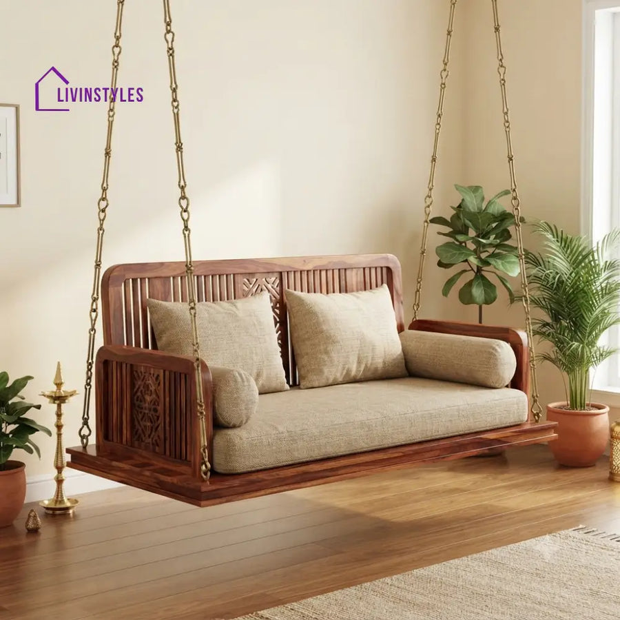 Clara 2 Seater Wooden Swing for Home | Wooden Jhula for home