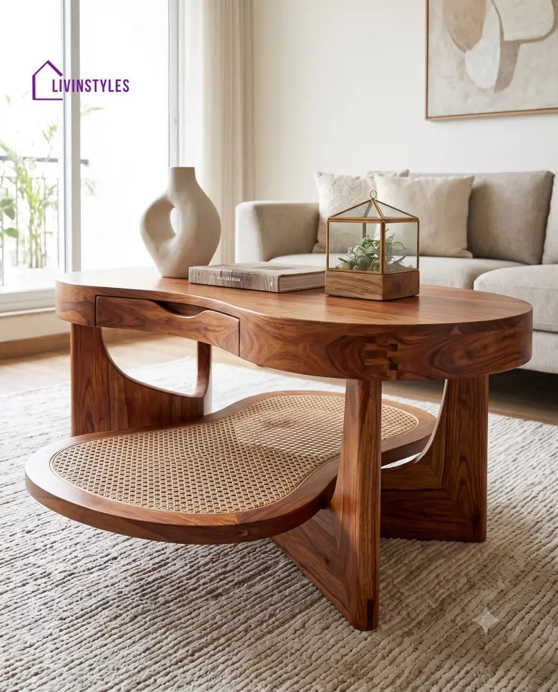 Clara Wooden Coffee Table for Living Room | Tea Table | Teapoy | Center table