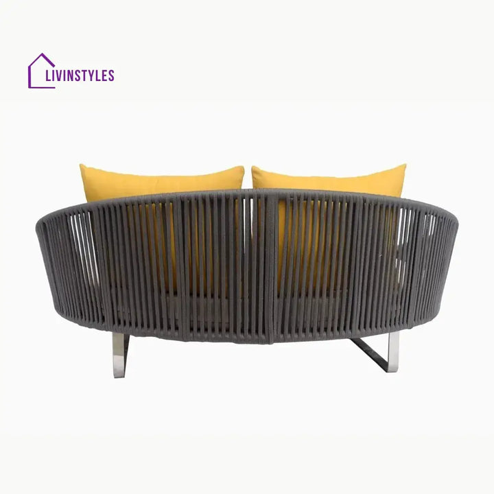 Clarisse Outdoor Grey Rope Patio Daybed with Comfortable Cream Cushion - Daybed