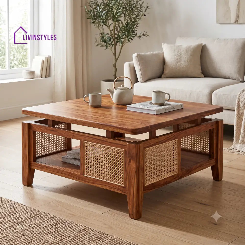 Clarisse Wooden Coffee Table for Living Room | Tea Table | Teapoy | Center table