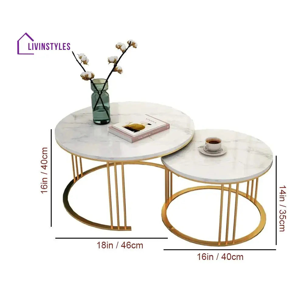 Classic Designer Tethered Iron Stand Coffee Table Set of 2 Table