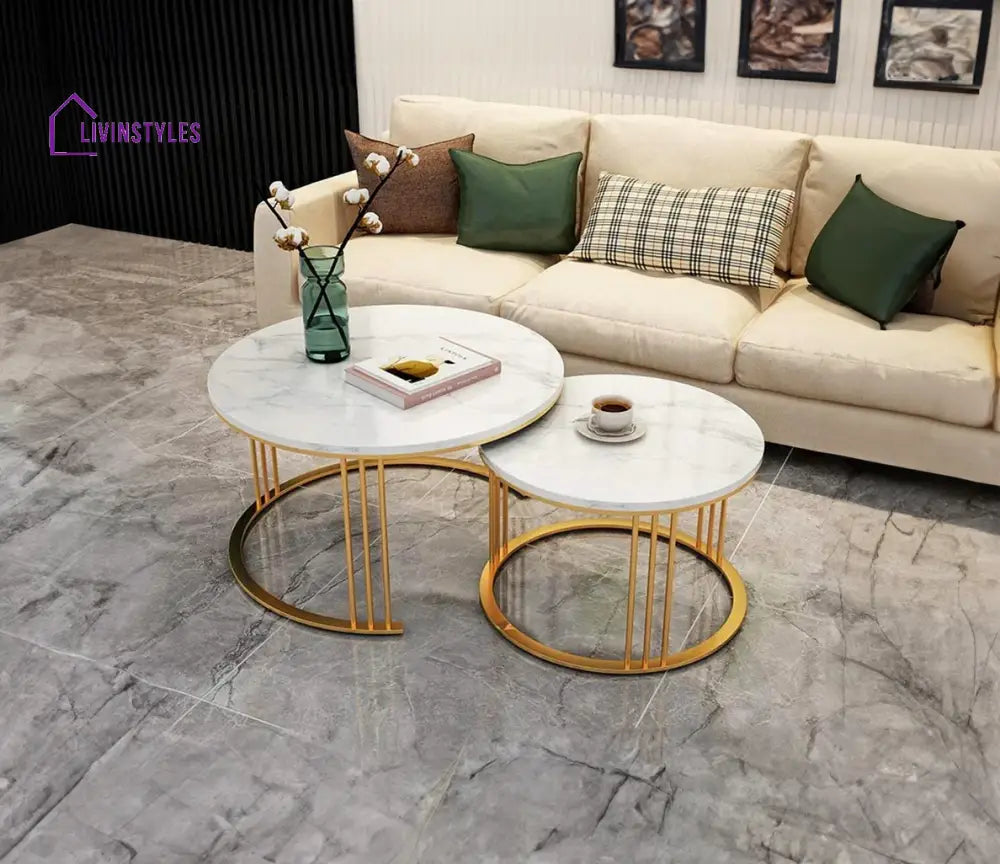Home Decor Classic Designer Tethered Iron Stand Coffee Table Set of 2