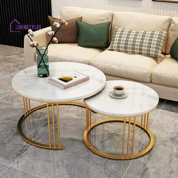 Home Decor Classic Designer Tethered Iron Stand Coffee Table Set of 2