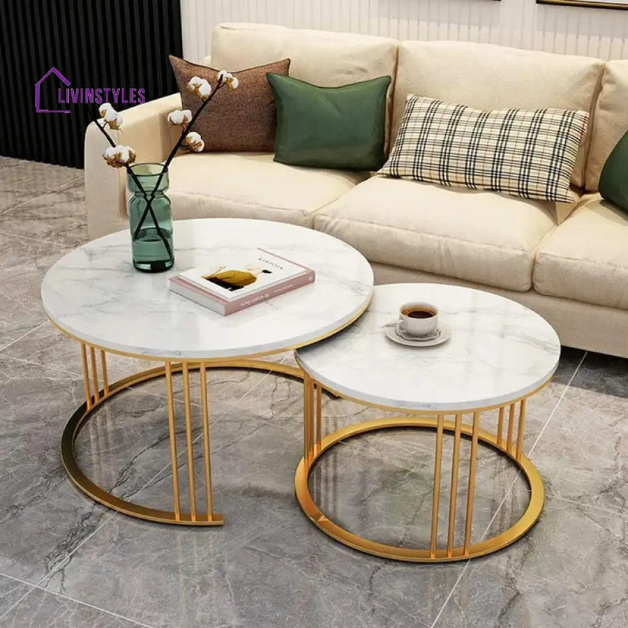 Home Decor Classic Designer Tethered Iron Stand Coffee Table Set of 2