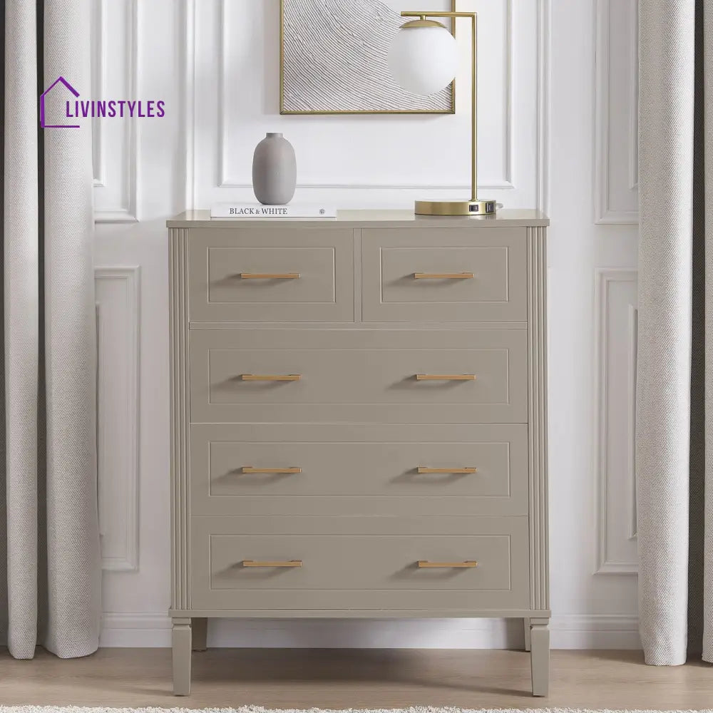 Claudio 5 Drawer Chest - Taupe Chest of Drawers