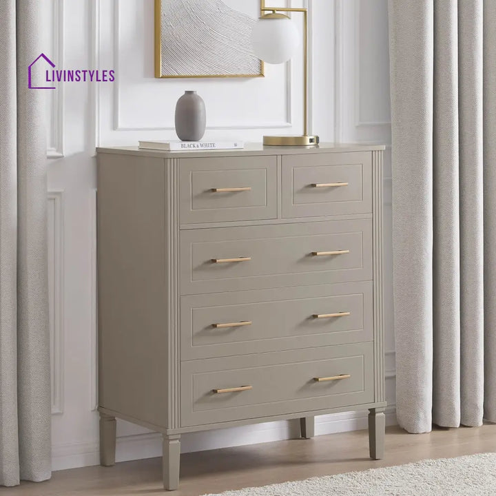 Claudio 5 Drawer Chest - Taupe Chest of Drawers