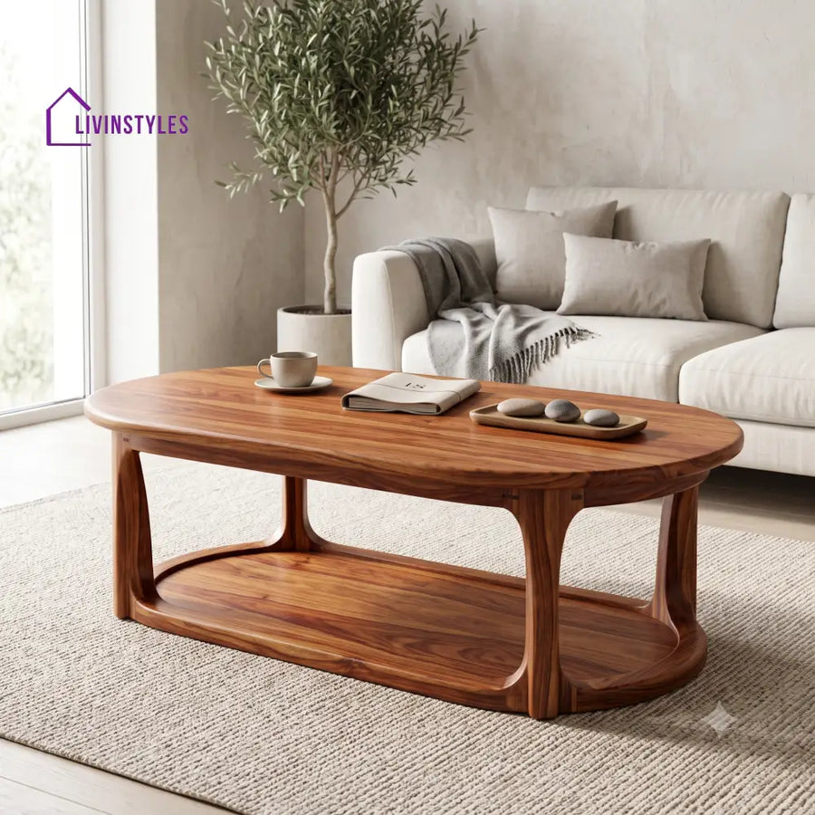 Clélia Wooden Coffee Table for Living Room | Tea Table | Teapoy | Center table