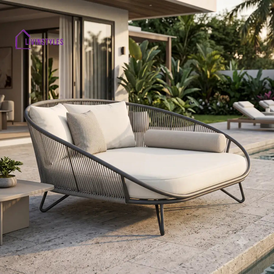 Clemence Premium Outdoor Day Bed in Metal Frame with Powder Coated & Rope