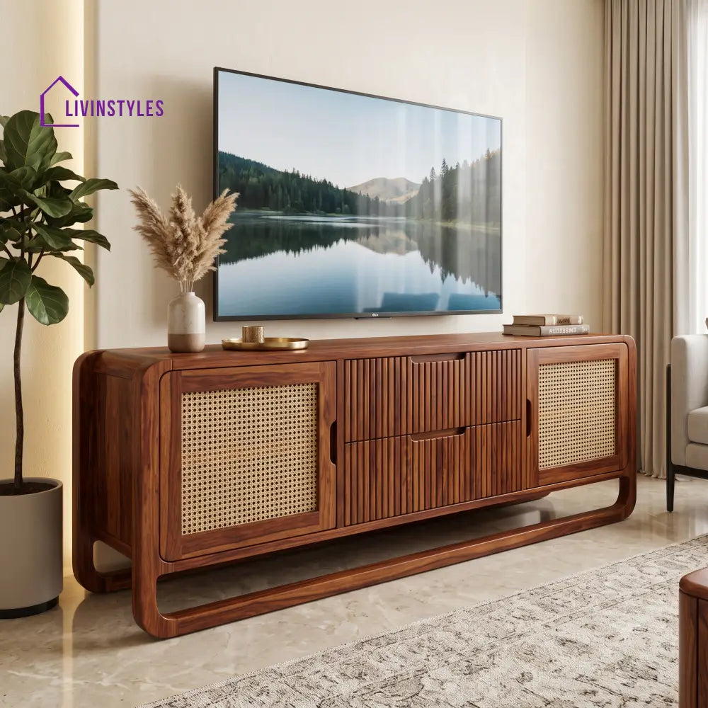 Clemence Solid Sheesham Wood Tv Unit for Living Room | Tv Cabinet | Tv Console Unit