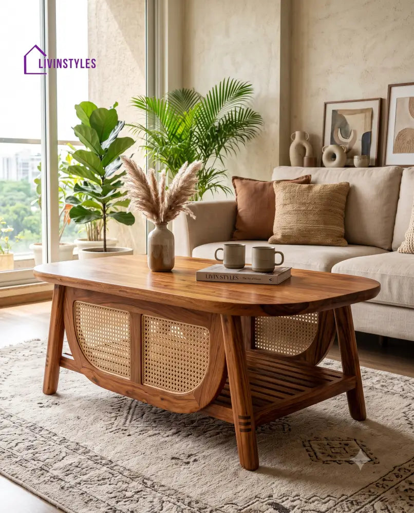 Clémence Wooden Coffee Table for Living Room | Tea Table | Teapoy | Center table