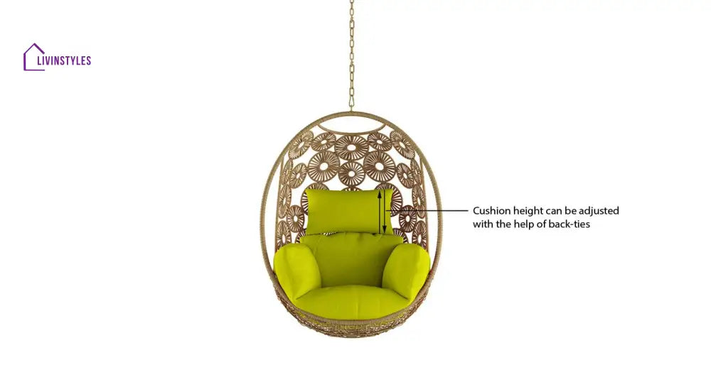 Clemente Single Seater Hanging Swing Without Stand For Balcony Garden Swing (Honey) - Swings
