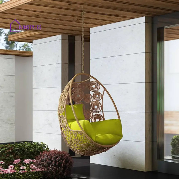 Clemente Single Seater Hanging Swing Without Stand For Balcony Garden Swing (Honey) - Swings
