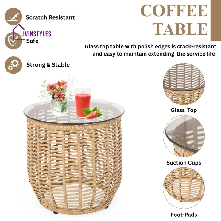 Clementine 3 Piece Garden Outdoor Rope Patio Set - Patio Set