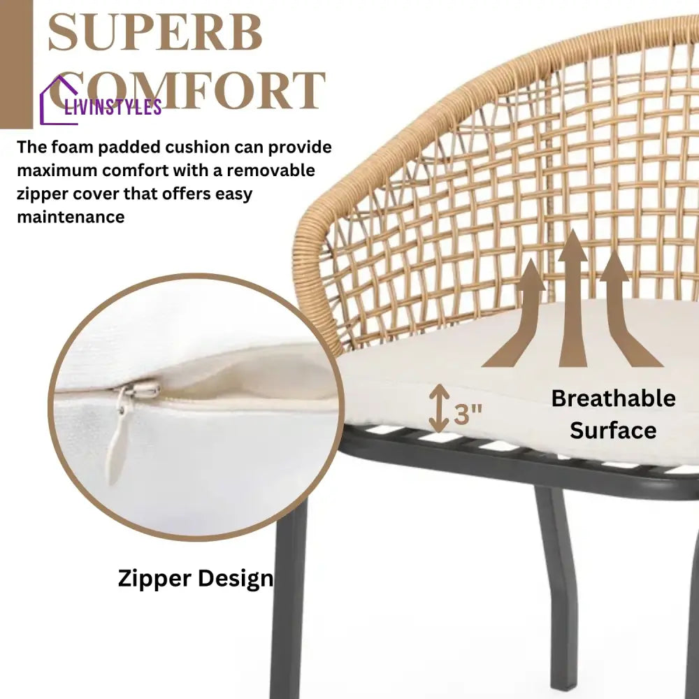 Clementine 3 Piece Garden Outdoor Rope Patio Set - Patio Set
