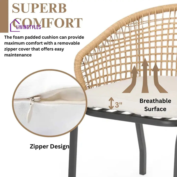Clementine 3 Piece Garden Outdoor Rope Patio Set - Patio Set