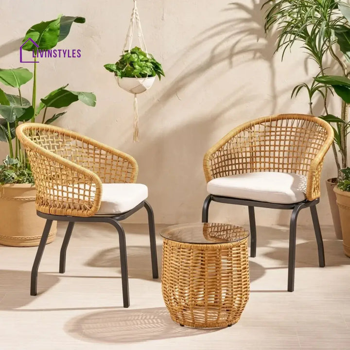Clementine 3 Piece Garden Outdoor Rope Patio Set - Patio Set
