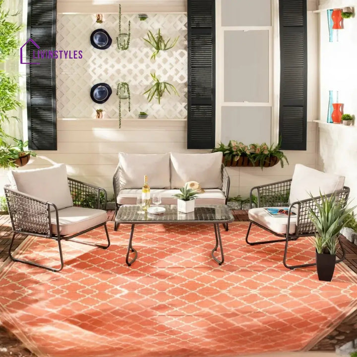 Clementine 4 Piece Outdoor All-Weather Rope Sofa Set - Sofa Set
