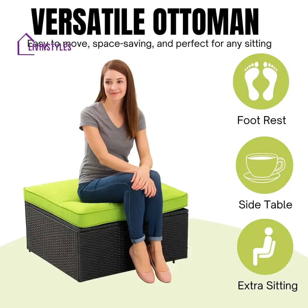 Clementine 6-Piece Outdoor Conversation Set (Black/Green) - Sofa Set