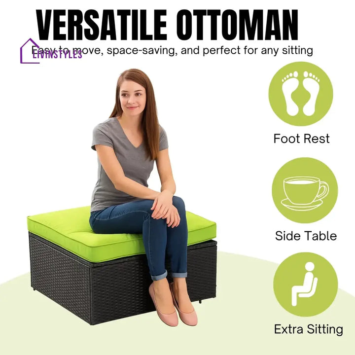 Clementine 6-Piece Outdoor Conversation Set (Black/Green) - Sofa Set