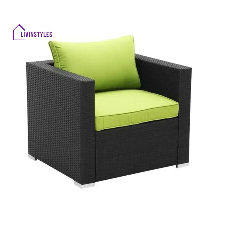 Clementine 6-Piece Outdoor Conversation Set (Black/Green) - Sofa Set