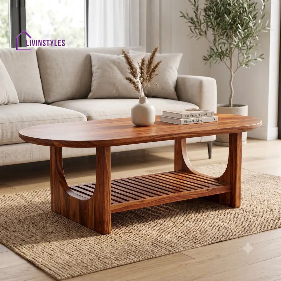 Cléo Wooden Coffee Table for Living Room | Tea Table | Teapoy | Center table