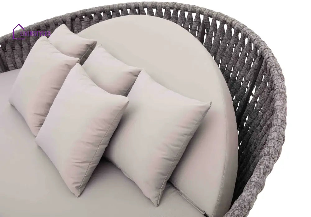 Cleri Outdoor Poolside Sunbed With Cushion Daybed (Dark Grey) Braided & Rope - Sunbed
