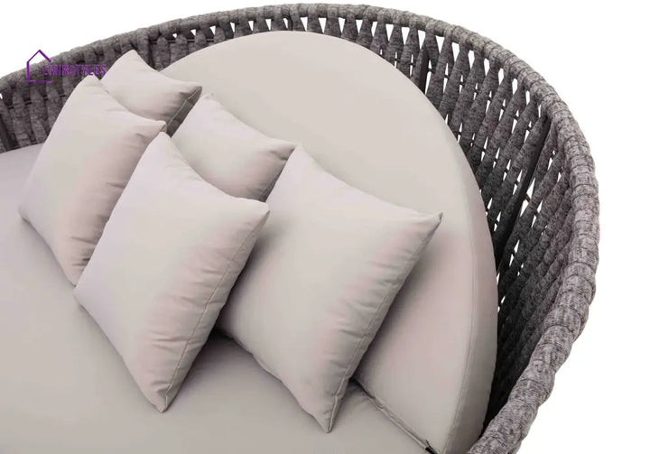 Cleri Outdoor Poolside Sunbed With Cushion Daybed (Dark Grey) Braided & Rope - Sunbed