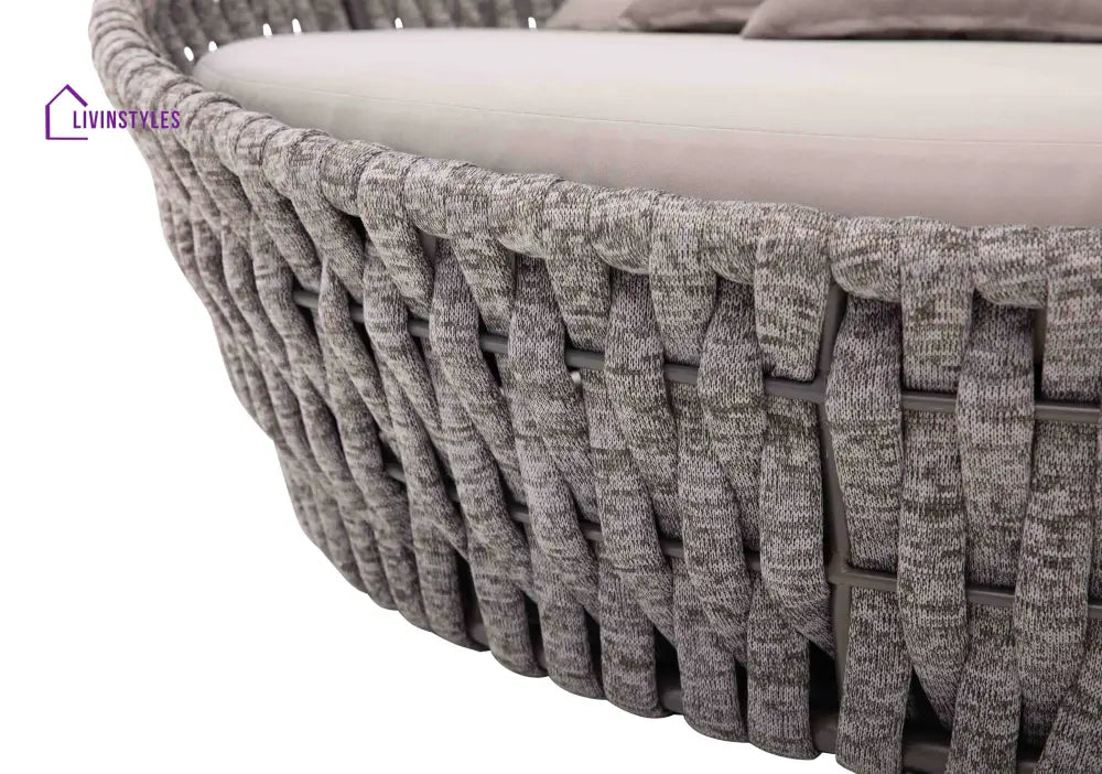 Cleri Outdoor Poolside Sunbed With Cushion Daybed (Dark Grey) Braided & Rope - Sunbed