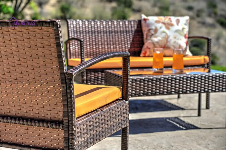 Clone Outdoor Sofa Set 2 Seater 2 Single seater and 1 Center Table Set (Brown) - Sofa Sets